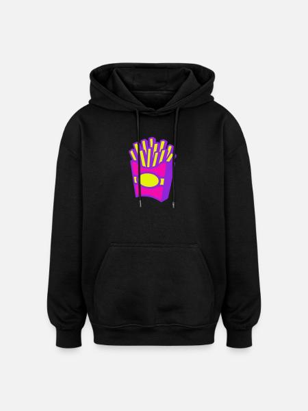 Frites Pop Art - Sweat à capuche oversize unisexe - noir