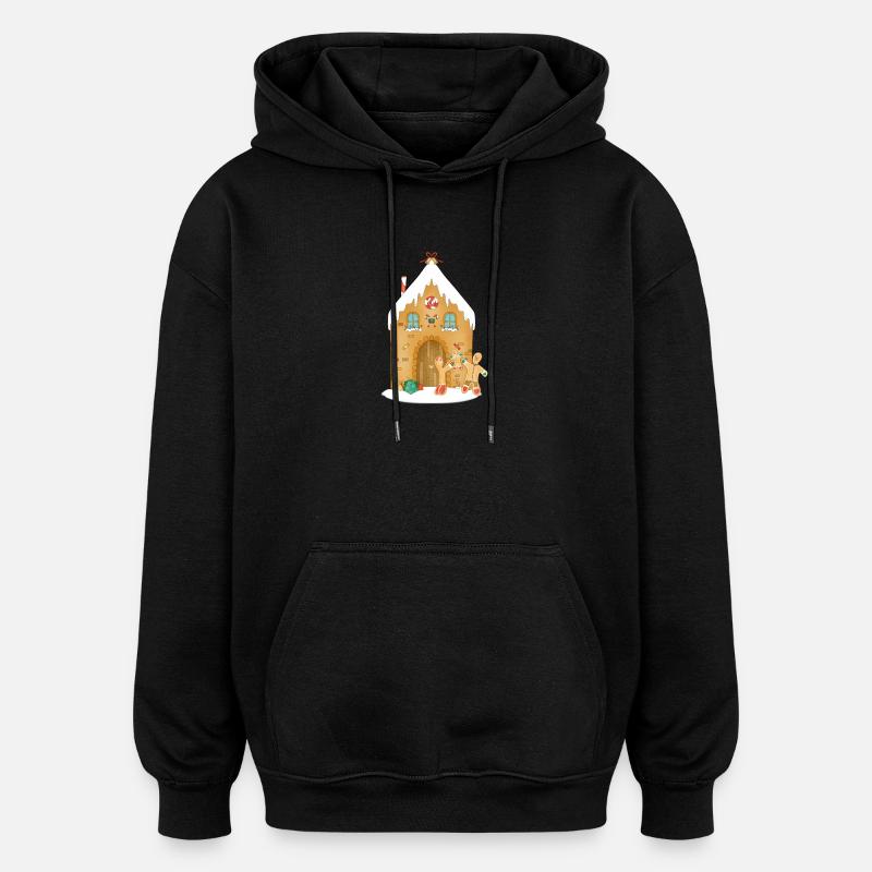 Famille de pain d'épices - Sweat à capuche oversize unisexe - noir