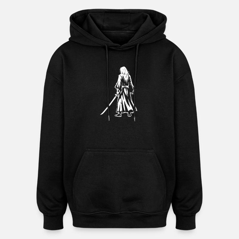 Anime Ronin Swordsman Back - Sweat à capuche oversize unisexe - noir
