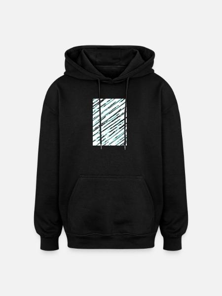 Diagonal turquoise texture - Oversized Unisex Hoodie - black