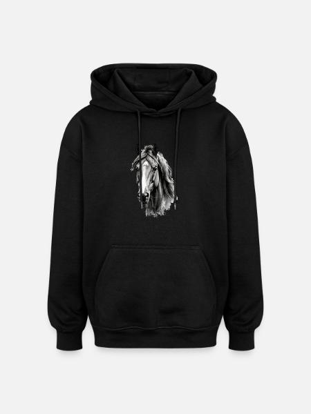Pferd - Oversized Unisex Hoodie - Schwarz
