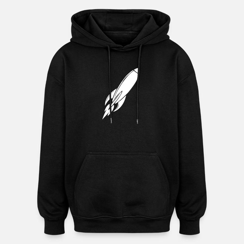 Rakete - Oversized Unisex Hoodie - Schwarz