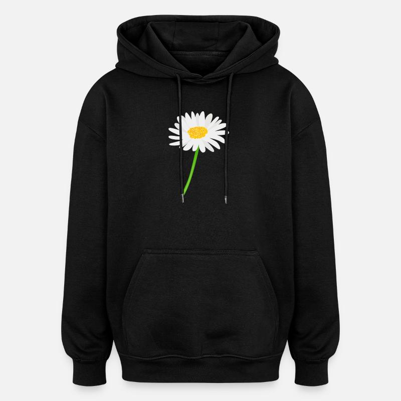 Marguerite fleur avec tige - Sweat à capuche oversize unisexe - noir