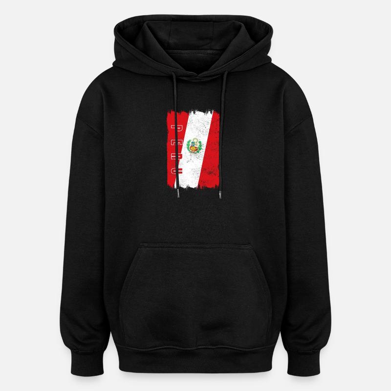 Drapeau du Pérou - Sweat à capuche oversize unisexe - noir