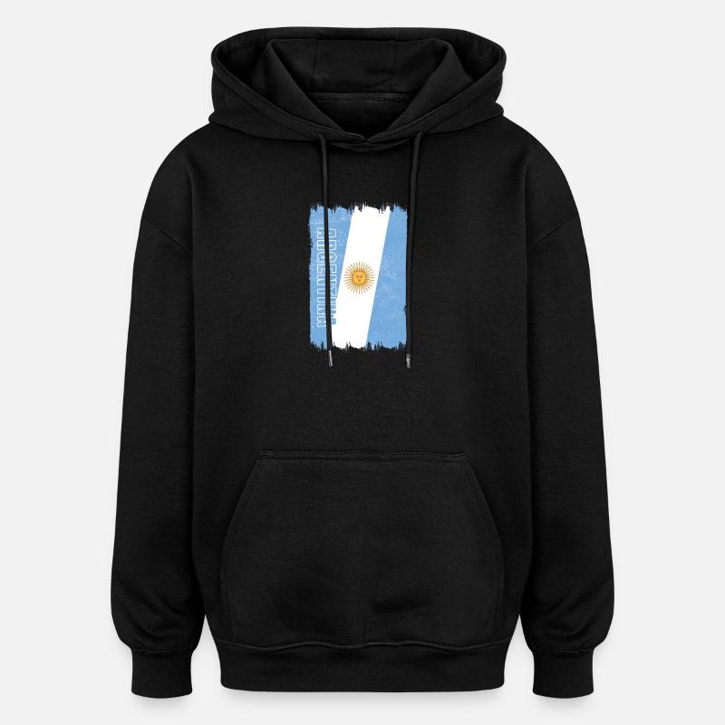 Drapeau Argentine - Sweat à capuche oversize unisexe - noir