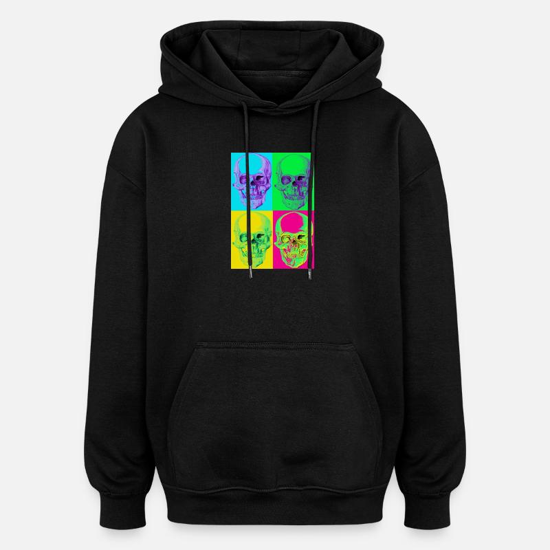 Crâne Pop Art Quadri - Sweat à capuche oversize unisexe - noir