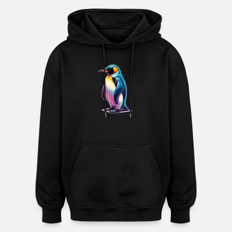 Pinguin - Oversized Unisex Hoodie - Schwarz