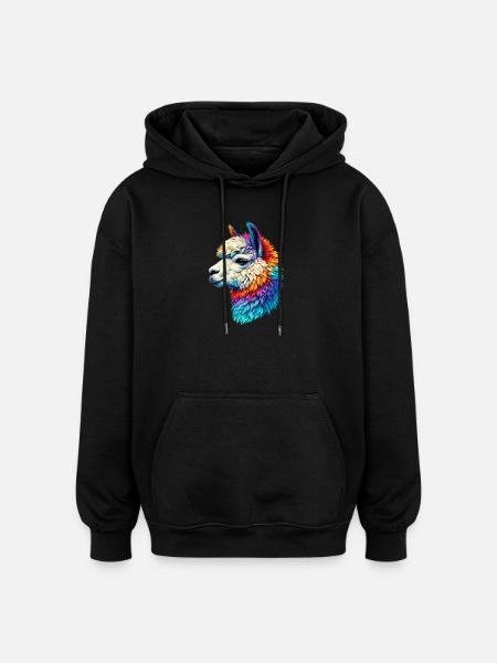 Alpaca - Oversized Unisex Hoodie - black