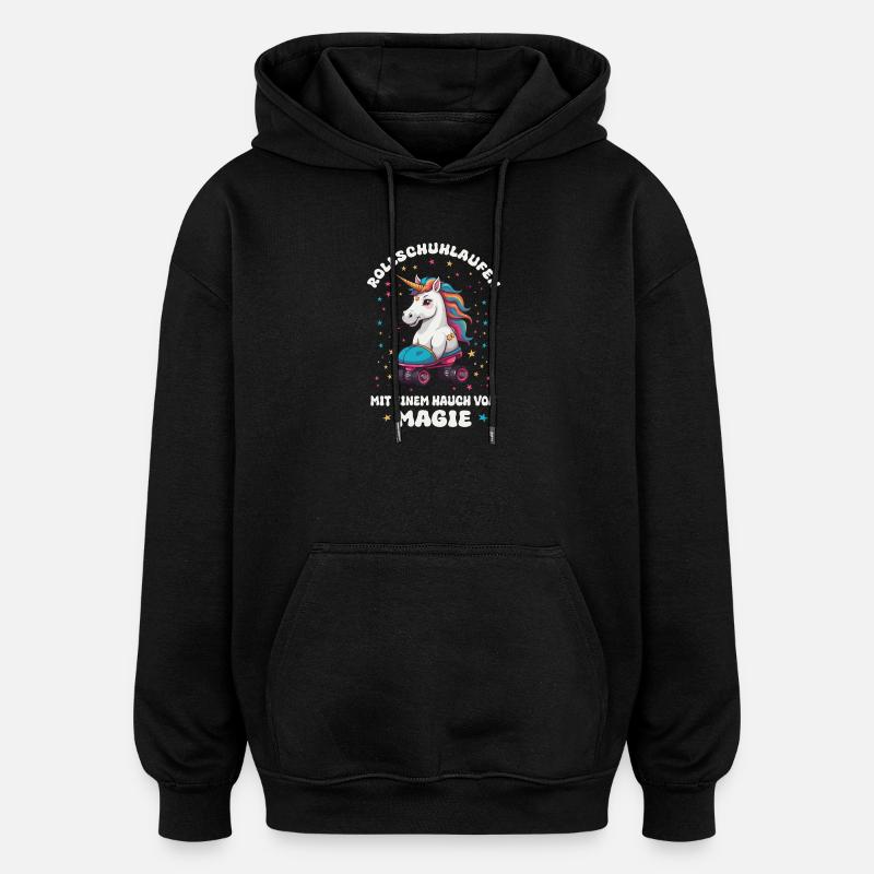 Einhorn Rollschuhlaufen - Oversized Unisex Hoodie - Schwarz