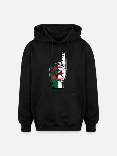 Algeria flag number 1 used - Oversized Unisex Hoodie - black