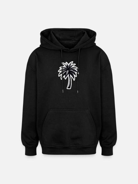 Palm tree black white - Oversized Unisex Hoodie - black