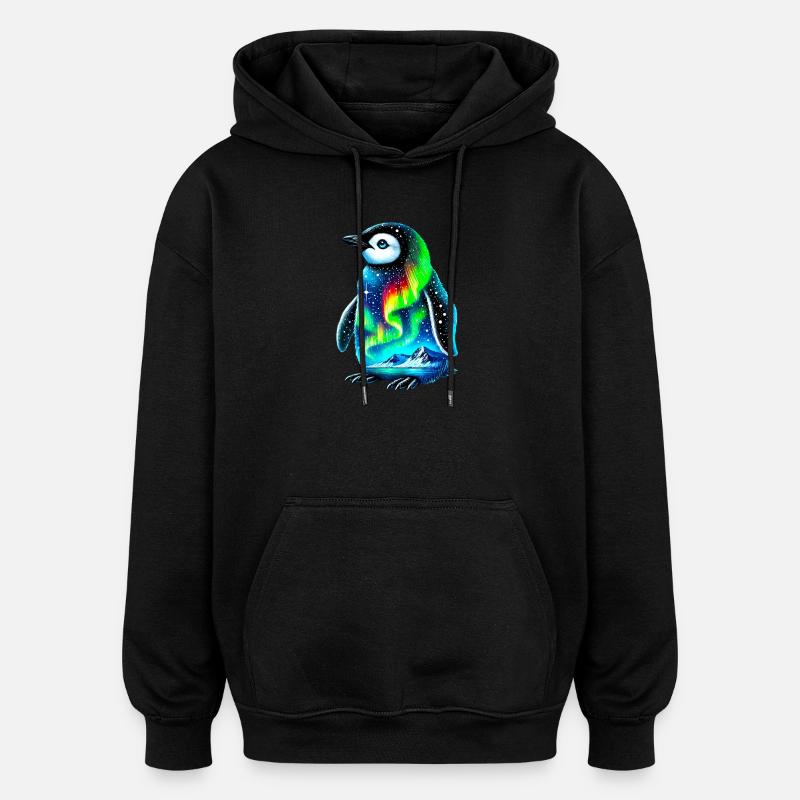 Pinguin - Oversized Unisex Hoodie - Schwarz