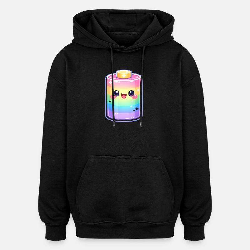 Kawaii Rainbow Bottle Magic - Oversized Unisex Hoodie - black