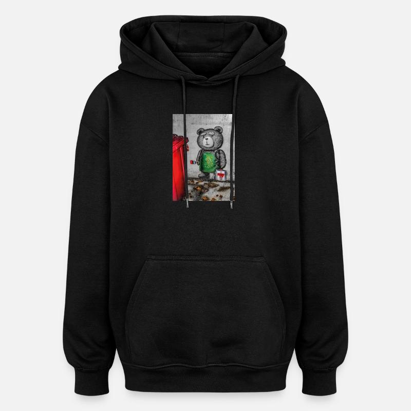 Nounours - Sweat à capuche oversize unisexe - noir