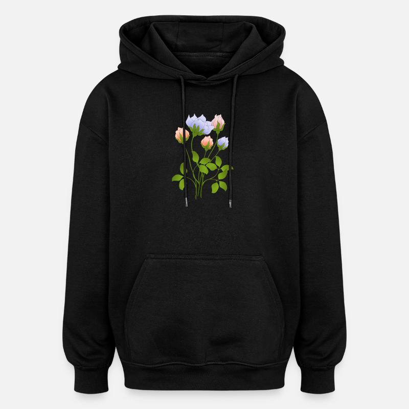 Blumen - Oversized Unisex Hoodie - Schwarz