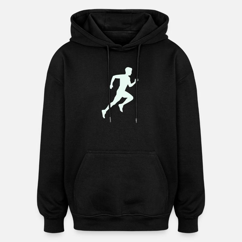 rennen_silhouette- - Sweat à capuche oversize unisexe - noir