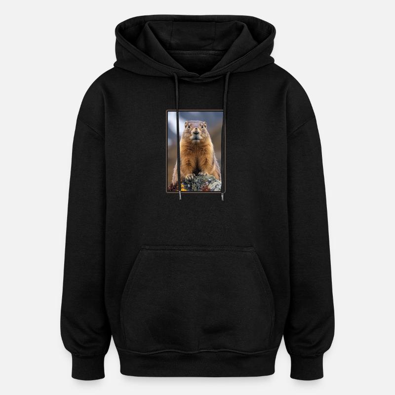 Murmeltiere Murmeltier - Oversized Unisex Hoodie - Schwarz