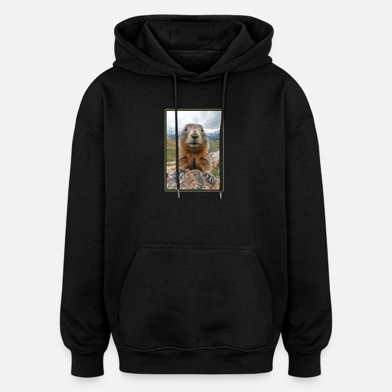 Murmeltiere Murmeltier - Oversized Unisex Hoodie - Schwarz