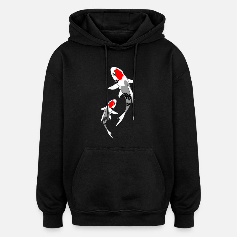Koi rouge - Sweat à capuche oversize unisexe - noir