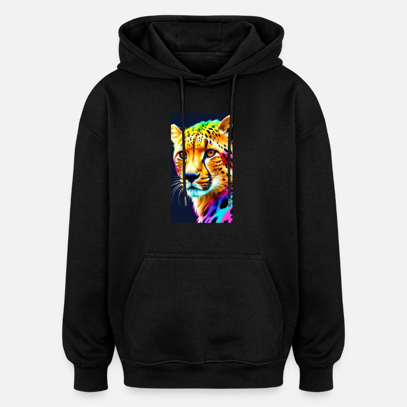 Cheetah Front - Oversized Unisex Hoodie - Schwarz