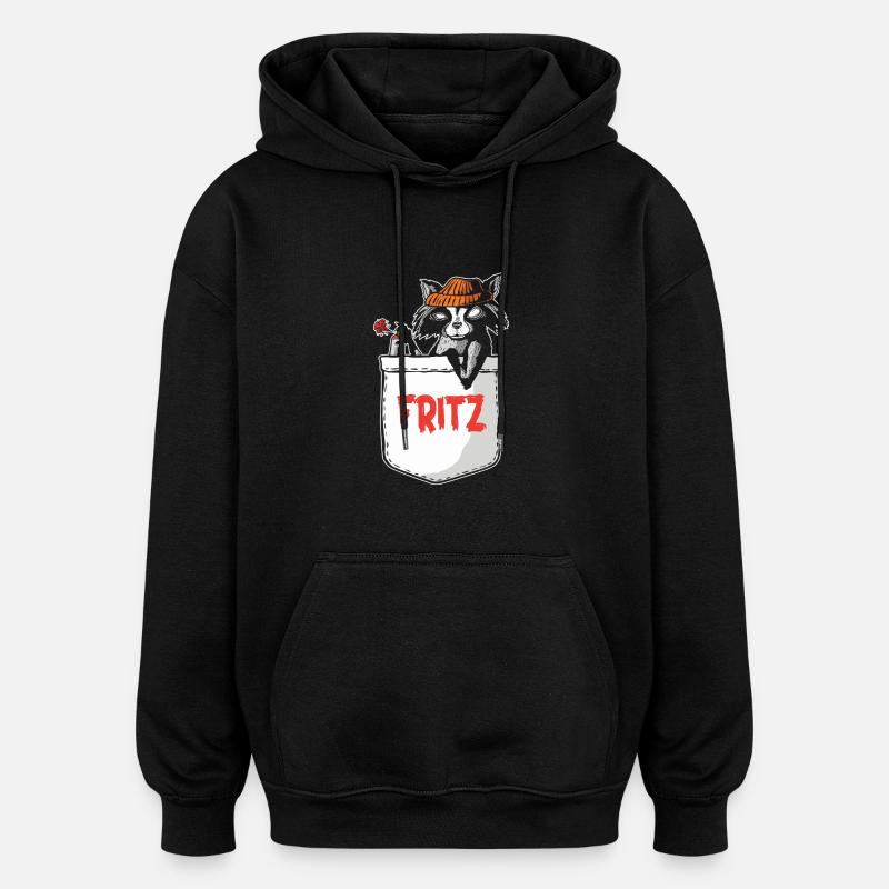 Raton laveur Fritz - Sweat à capuche oversize unisexe - noir