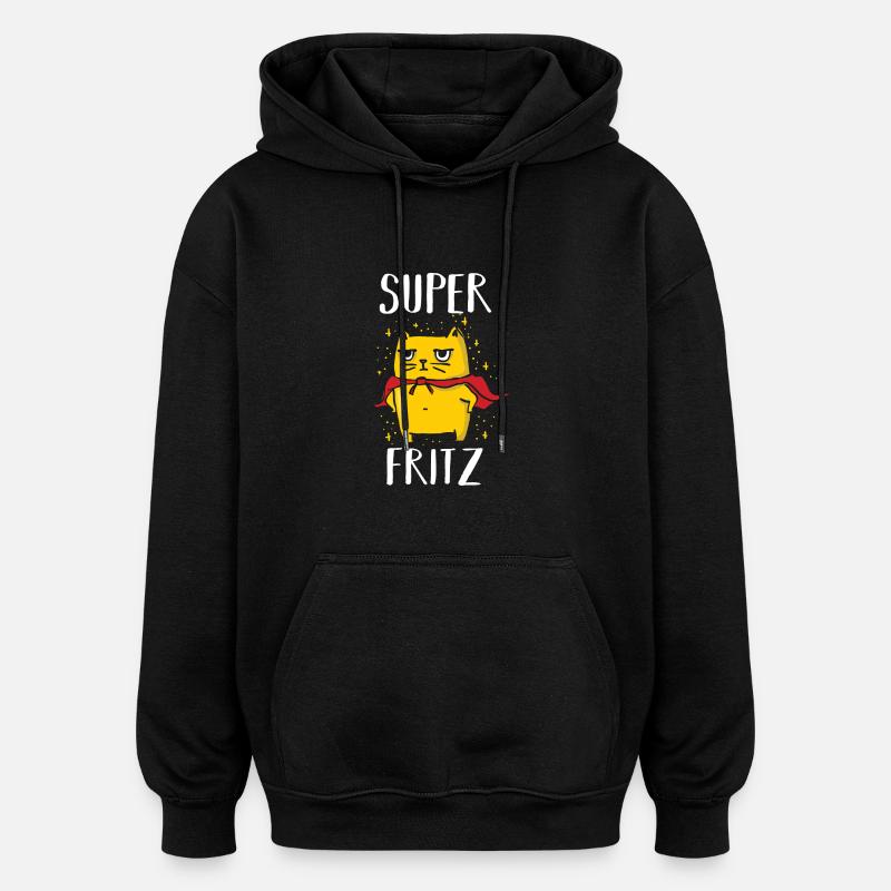 Fritz - Sweat à capuche oversize unisexe - noir