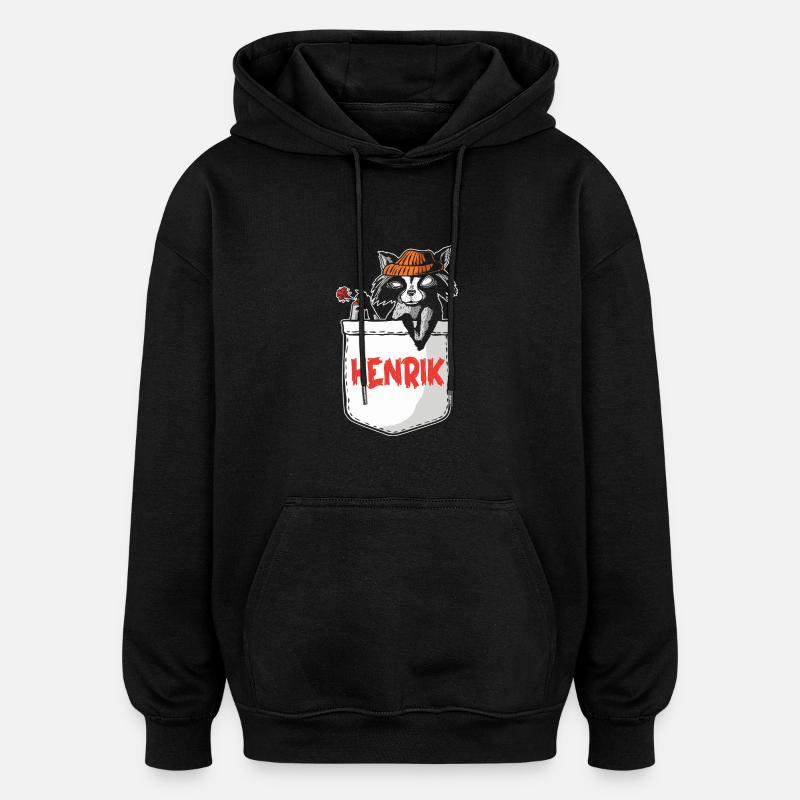 Raton laveur Henrik - Sweat à capuche oversize unisexe - noir