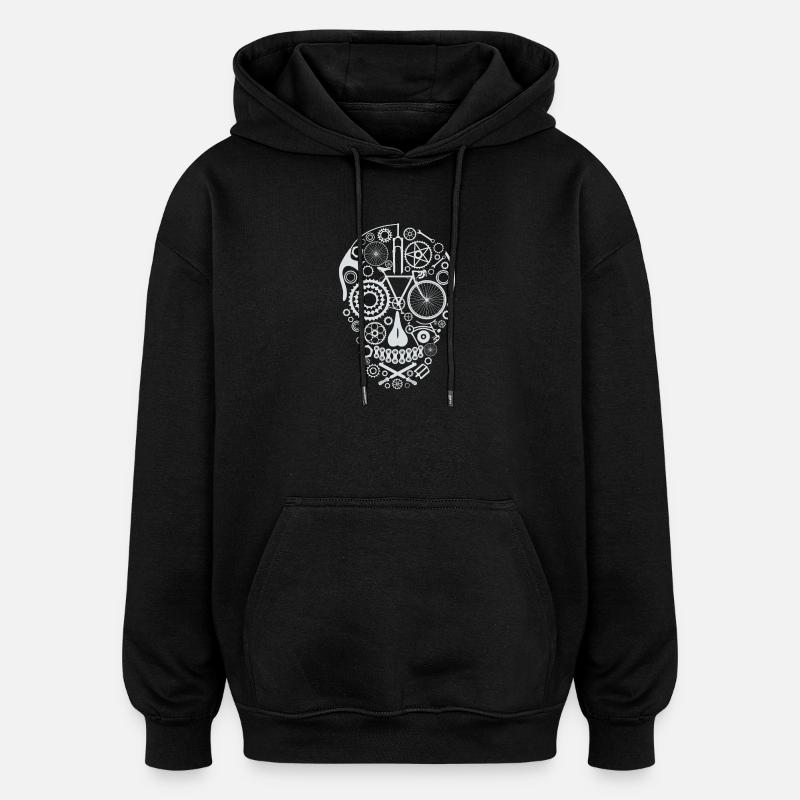 Bicycle Skull light grey - Oversized Unisex Hoodie - Schwarz