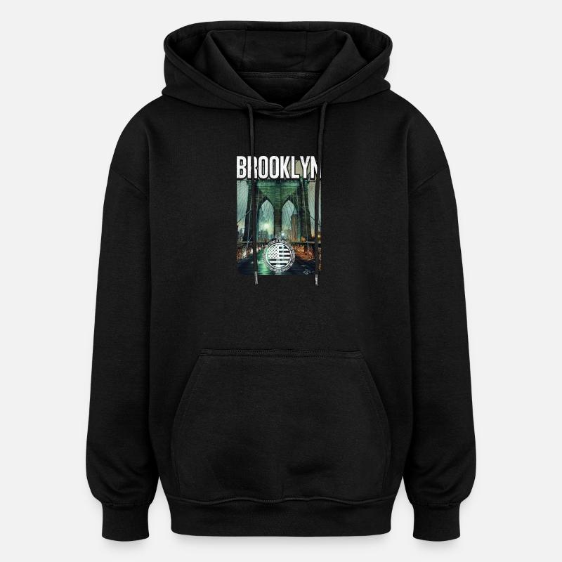 Brooklyn Birdge - Oversized Unisex Hoodie - Schwarz