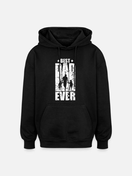 BEST DAD EVER DAD OF TWO - Oversized Unisex Hoodie - black