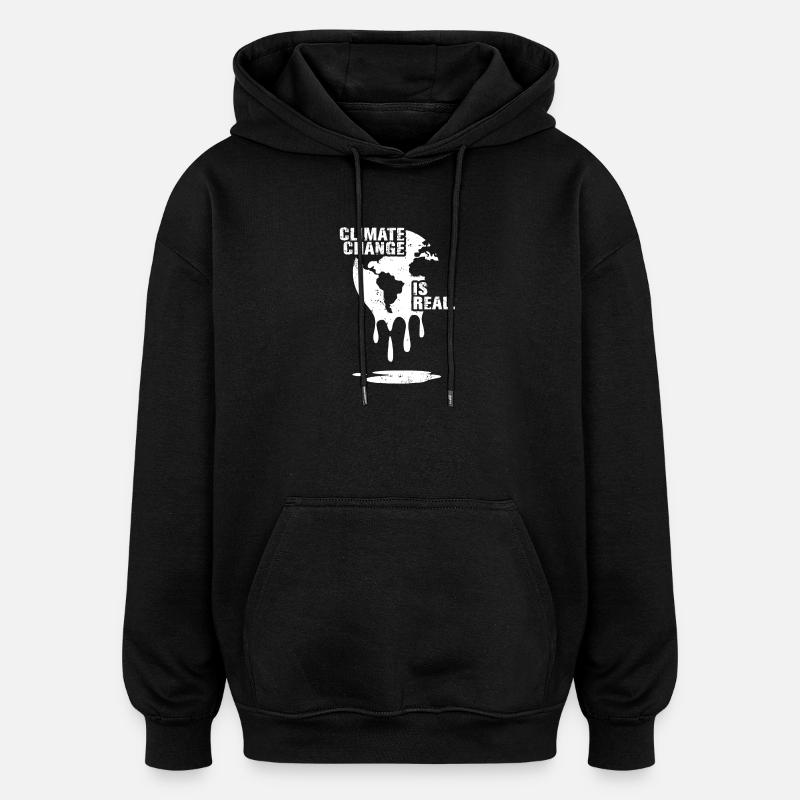climate change is real white - Oversized Unisex Hoodie - Schwarz