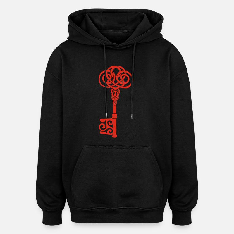 Red Celtic Key - Oversized Unisex Hoodie - black