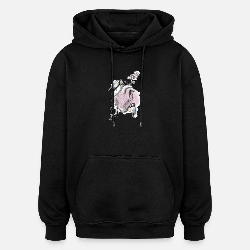 and heart - Oversized Unisex Hoodie - black