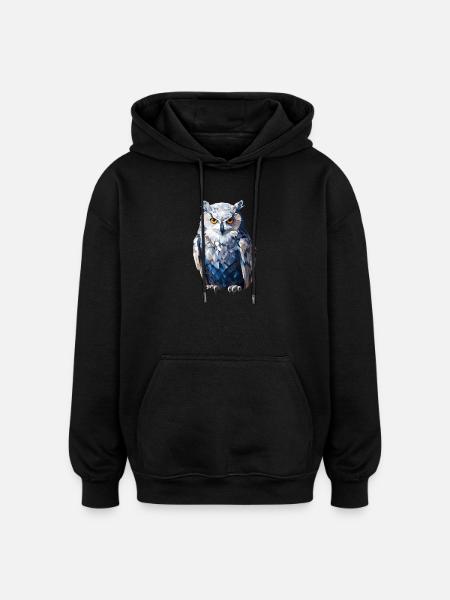 Schnee - Eule im Polygon Stil - Oversized Unisex Hoodie - Schwarz