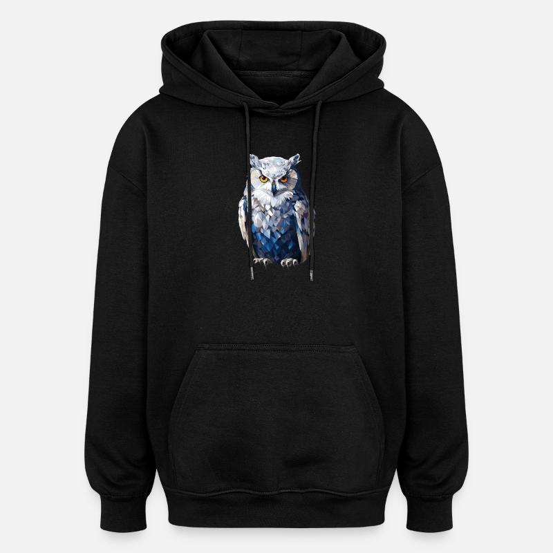 Schnee - Eule im Polygon Stil - Oversized Unisex Hoodie - Schwarz