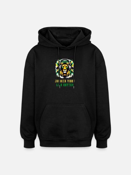 Jamaica lion reggae design - Oversized Unisex Hoodie - black