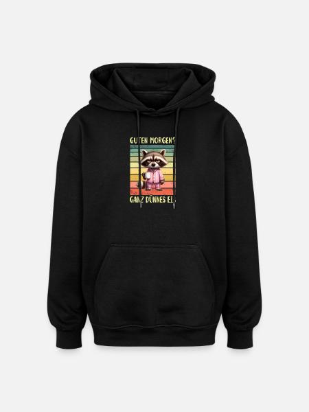 Waschbär Morgenmuffel - Oversized Unisex Hoodie - Schwarz