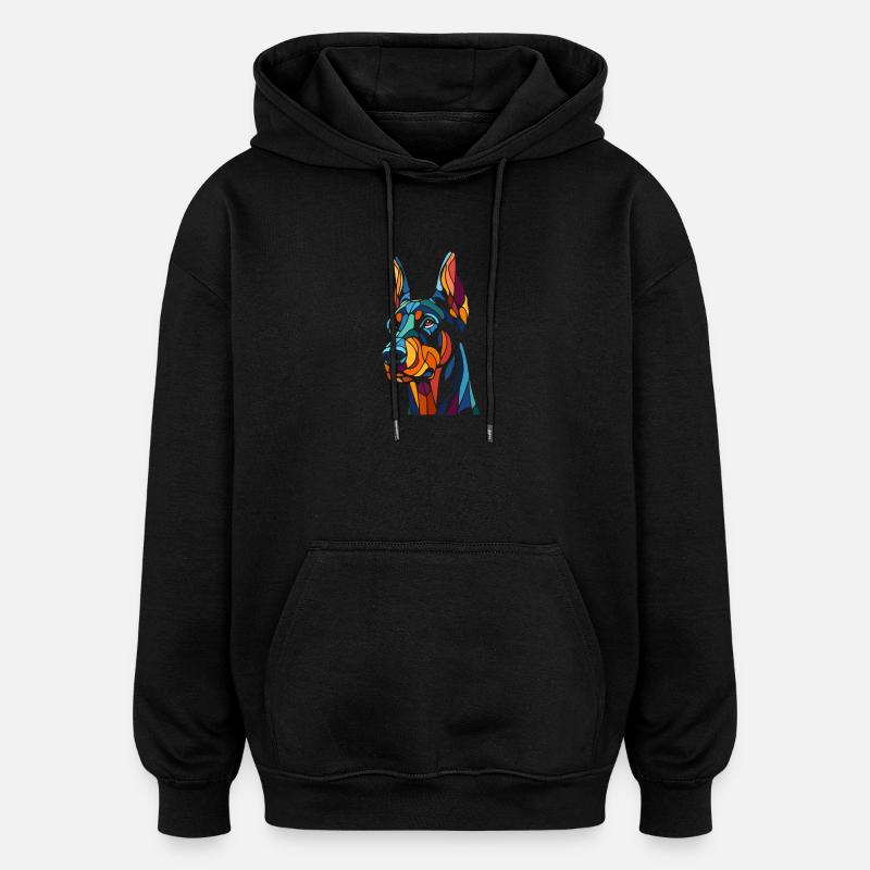 Dobermann Hundekopf - Oversized Unisex Hoodie - Schwarz