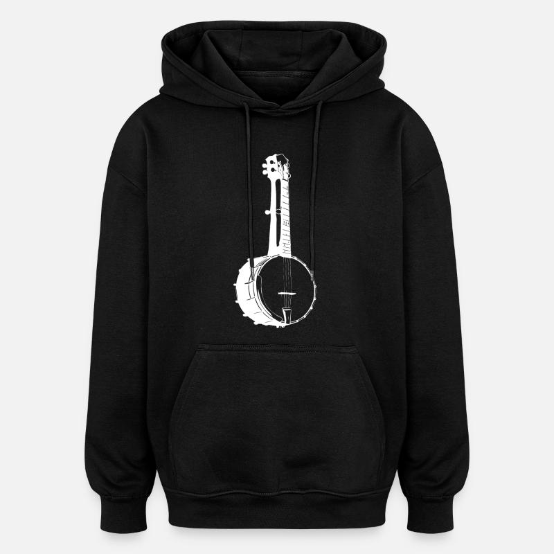 Croquis de banjo - Sweat à capuche oversize unisexe - noir
