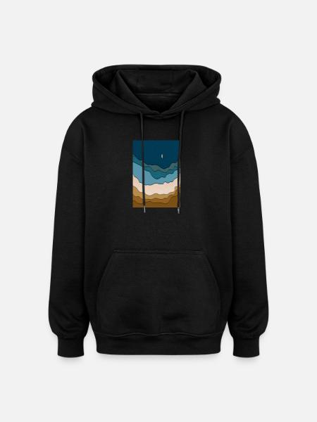 Abstraktes Strand-Design - Surfboard im Ozean - Oversized Unisex Hoodie - Schwarz