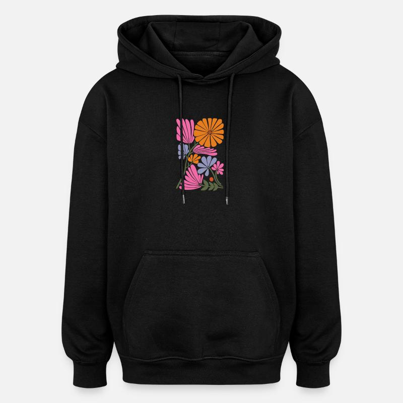 Jardin de fleurs - Sweat à capuche oversize unisexe - noir