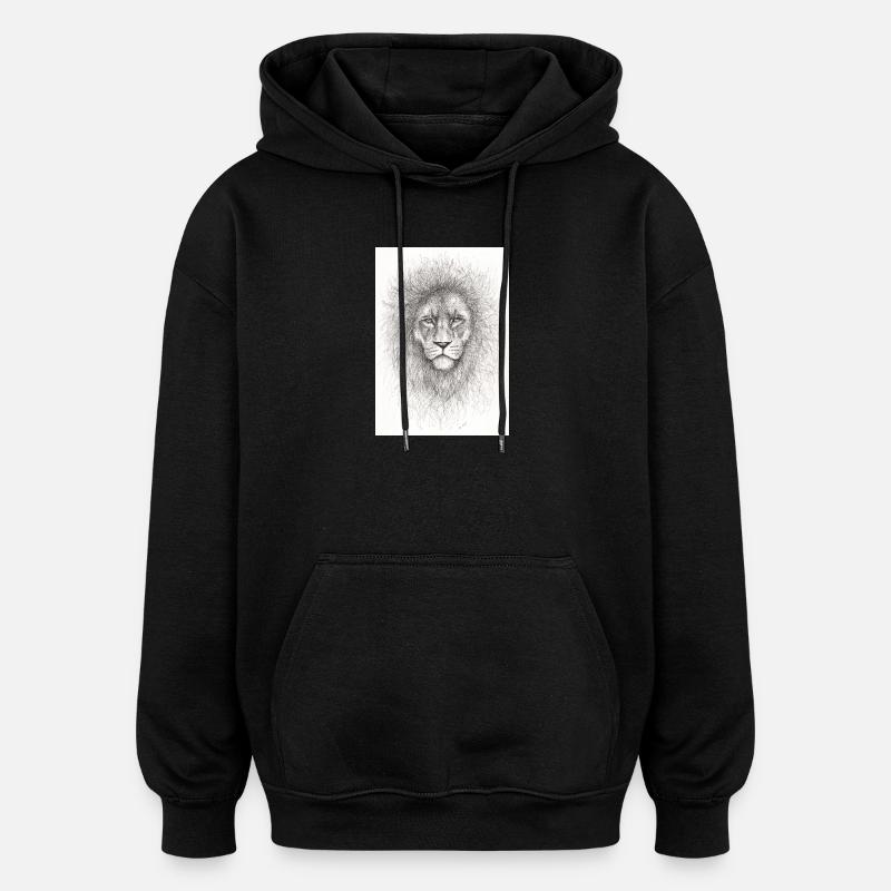 Lion très sérieux - Sweat à capuche oversize unisexe - noir