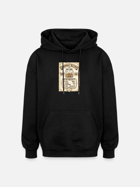 Grandma's Kitchen Nutrition Facts - Oversized Unisex Hoodie - black