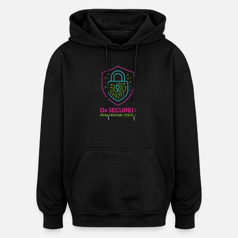 Bouclier 0xSécurisé testeur d'intrusion cyber - Sweat à capuche oversize unisexe - noir