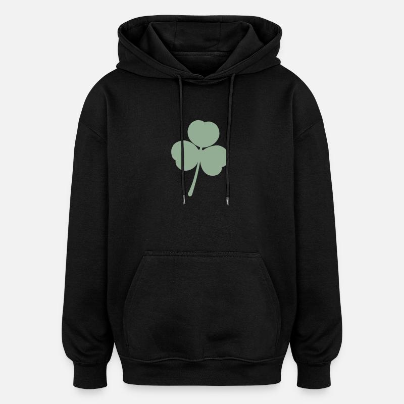 Trèfle vert clair - Sweat à capuche oversize unisexe - noir