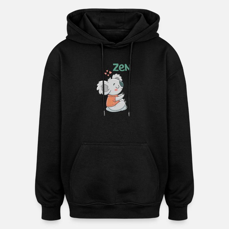 Koala Zen en Pullover Orange - Sweat à capuche oversize unisexe - noir