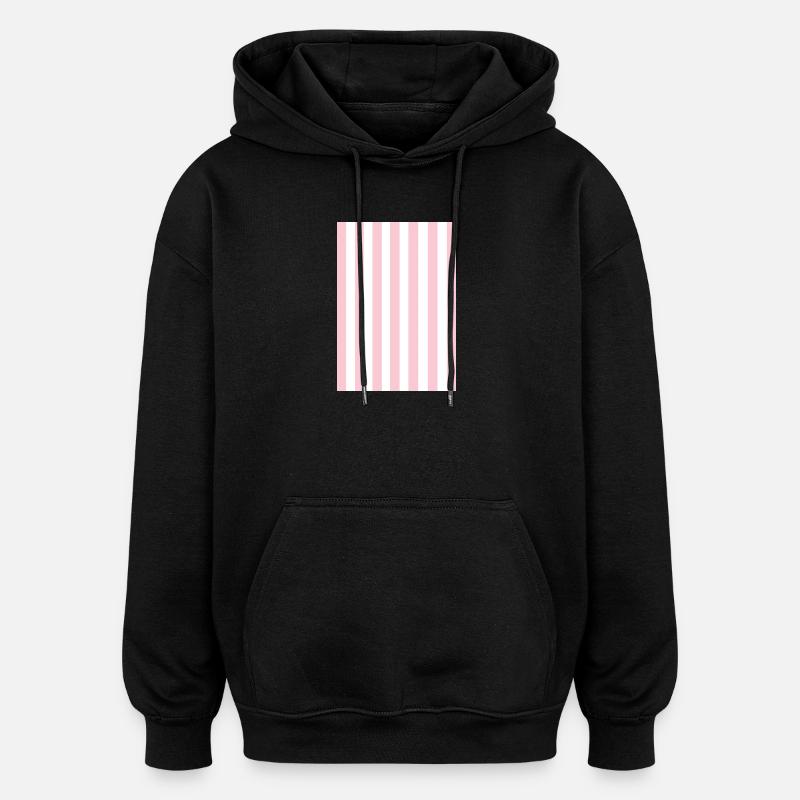 Rayures - rose blanc personnalisable - Sweat à capuche oversize unisexe - noir