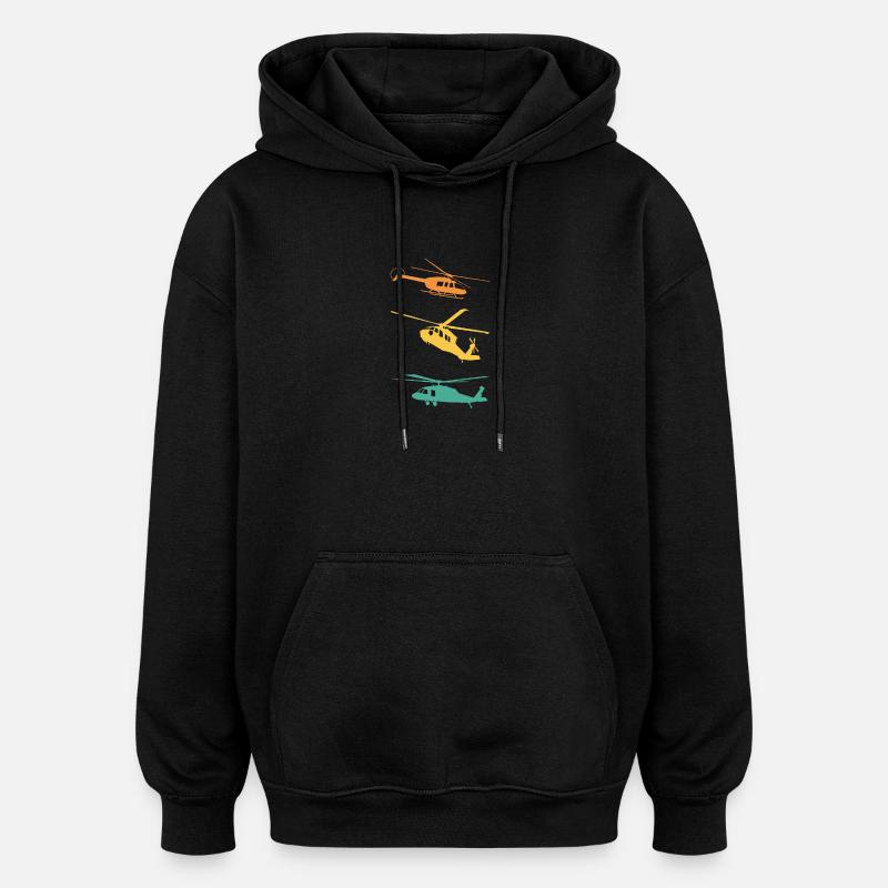Hubschrauber Retro Pilot - Oversized Unisex Hoodie - Schwarz
