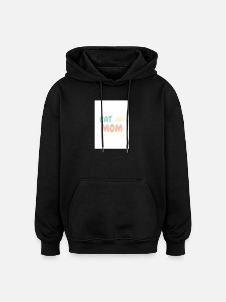 Cat Mom Cat Lover Design - Oversized Unisex Hoodie - black