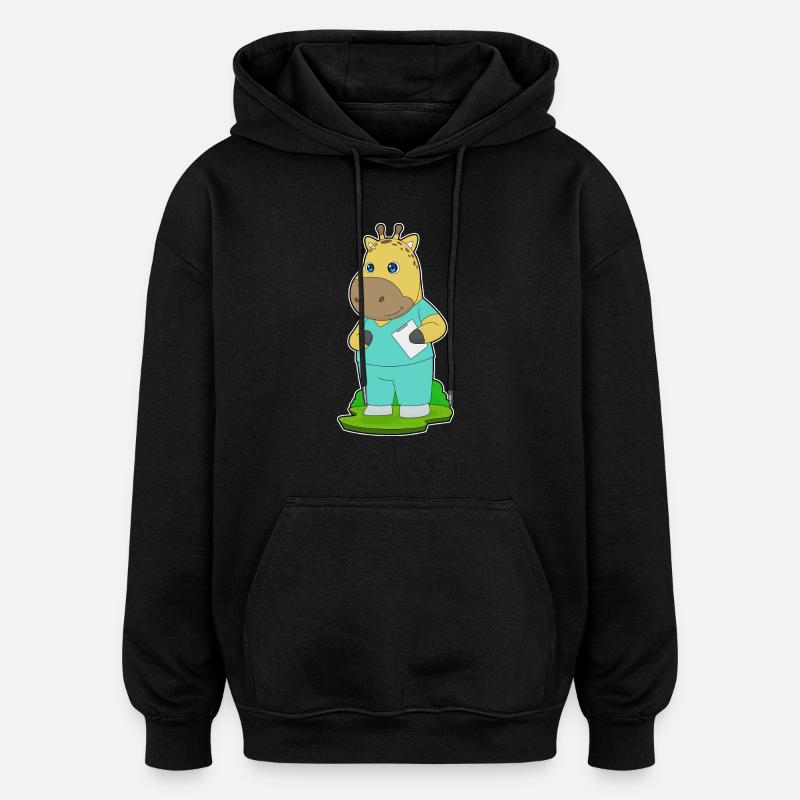 Girafe Infirmière - Sweat à capuche oversize unisexe - noir